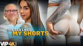 Tattooed brunette seduces and gets fucked by a hot young guy
