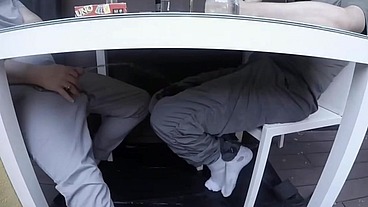 amateur boys having a "first one to piss on the other" challenge to spice up a boring game of uno, and the winner gets sucked