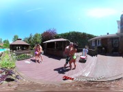 3-Way Porn - VR Group Orgy by the Pool in Public 360