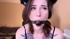 Ball gagged teen is getting super horny