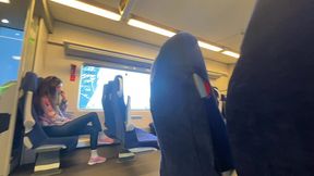 public dick flash on the train. stranger girl jerk me off and suck me. risky real outdoor