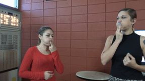 Aubree and Ayla Stretch Out Their Faces So They Can Blow! (MP4 - 720p)