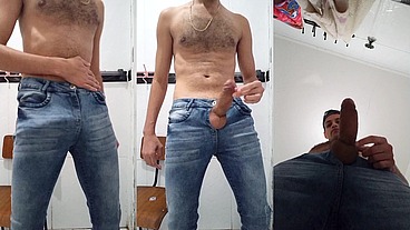 Gozando numa pegada Jeans Porn - Gozada sem blur