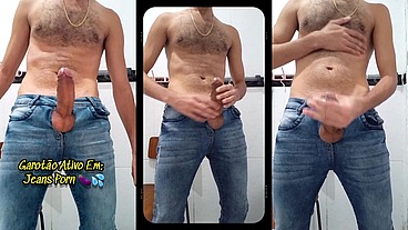 Gozando numa pegada Jeans Porn - Gozada sem blur