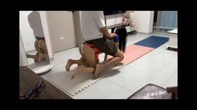 Riding on football baby ponygirl and crawling in home and ponyplay #AS016