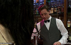 Bartender anal fucked by TS over table