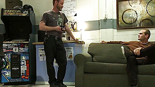 Shemale toys and fucks male staff