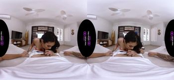 VR hard work makes her gush messy in reverse cowgirl