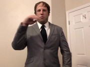 Alpha In Suit Makes Sissy Lick & Clean Balls POV