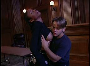 Lascivious African nympho loves sucking big white cock