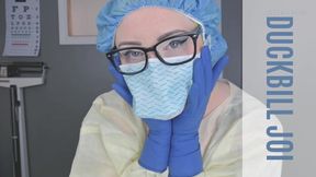 JOI Medical Fetish Tease – Yellow Isolation Gown, Surgical Gloves, Duckbill Mask Changes & Cum Countdown