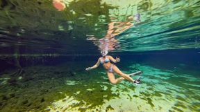 Carissa in the public springs with more freediving and lots of breast exposure