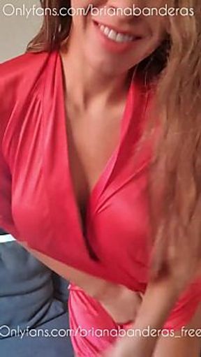 Latina with Big Tits Dances Naked in Silk Robe