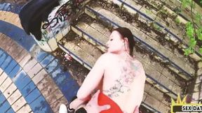 Get wrecked by rough German redhead milf &mdash;  fully inked and POV'd &mdash;  outdoors &mdash;  raw &mdash;  and nasty - pure sex fest!