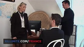 Threesome with a hot mature blonde woman and 2 guys