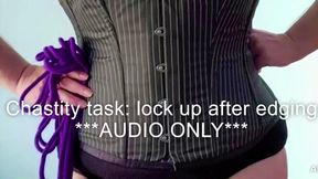Chastity task: lock up after edging