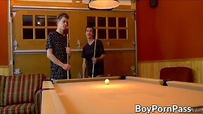 Twinks play a game of pool where loser gets fucked in ass