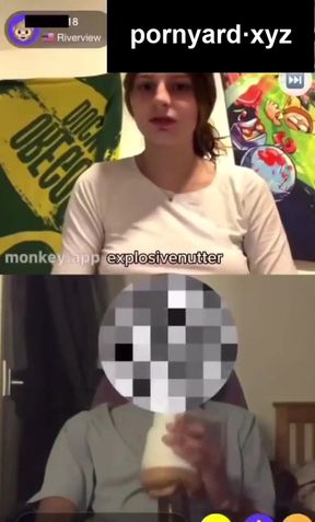 Teen webcam model gets a surprise reaction from her homemade video