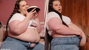Stuffing a HUGE cake in tight jeans (480 MKV)