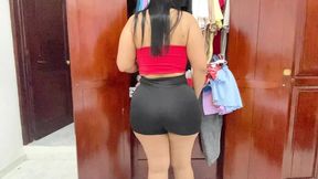 Big ass stepmom changes clothes in front of the camera