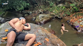 Fucked outdoors in the Rio Pance in Cali Colombia with a stranger who masturbates watching me - Celeste Alba &amp_ Angel Cruz