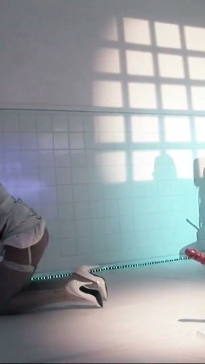 Blondie in a straightjacket has threesome with two doctors   Clip 3