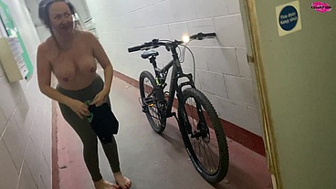 Behind the scenes footage of 'Street girl steals a bike but has to ride it back naked!