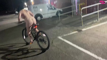 Behind the scenes footage of 'Street girl steals a bike but has to ride it back naked!