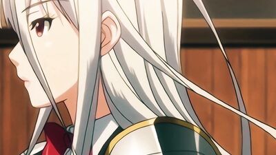 Big-titted warrior with white hair takes on the squire in a wild anal romp