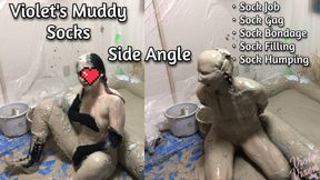 Violet's Muddy Socks Filling+Sock Job+Bondage Side Angle