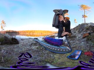 Sex on a reindeer skin next to a forest lake - RosenlundX - VR 360 - 5,7k 30fps