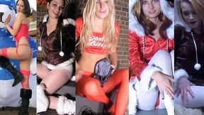 Xmas Value Pack - Five 18 year olds in their Xmas Pantyhose costumes: Princess Tiffany, Destiny, Korri, Julia and Ivory (WMV 1280X720)