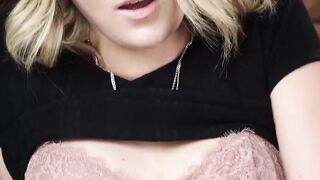 Solo blonde hottie fucks machine and moans