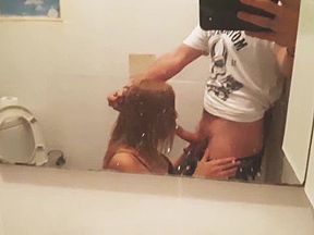 Took to the bathroom and deeply sucked and swallowed everything