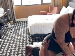 Hotwife Josie Jaxxon Brings BBC Bull to Hotel Room for a Bi sexual Cuck Trio with Cum Cleanup