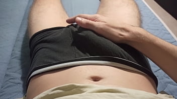 Teen rubbing his dick