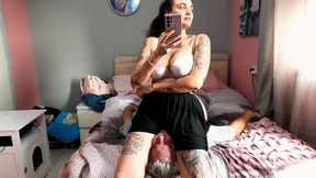 Jennifer Throat Sitting In A Black Skirt
