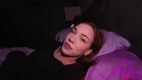 Cute step sis shares her bed with POV BJ action