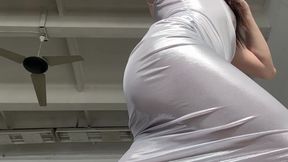 sexy yoga in tight transparent dress