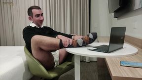 step gay dad - the online office - caught jerking during a online meeting with my boss!