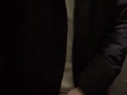 young twink jerking off big dick in the toilet