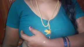 Tamil Aunty Squeezing Her Breasts When She Is Alone and Unable to Control Her Emotions