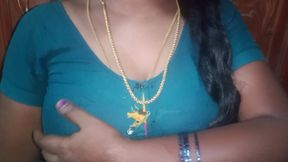 Tamil Aunty Squeezing Her Breasts When She Is Alone and Unable to Control Her Emotions