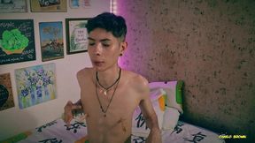 playing with my nipples, oil and clamps.