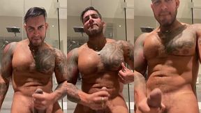 hot shower viktor rom latino bbc bearded tattooed