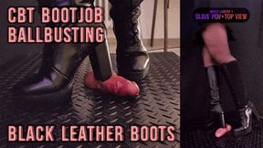 CBT, Bootjob and Ballbusting in Black Leather Boots (Mixed Version) - Tamystarly - Cock Balls Crush Trample, Trampling, Shoejob, Stomping