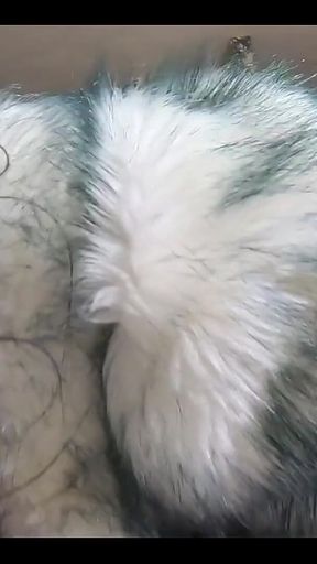 Face Fuck,cum Play While Wearing a Hot Grey Fur-coat and Long Boots 214