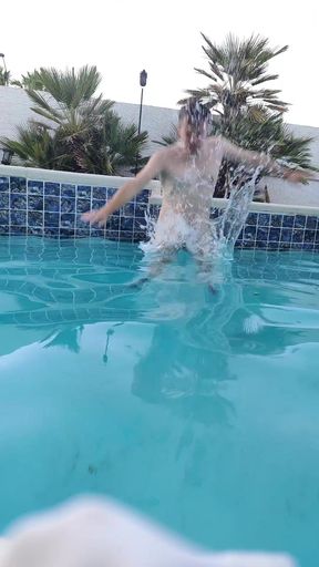 Skinny dipper enjoys a late-night swim