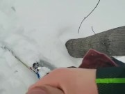 Horny ski trip jerk outside