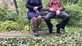 Son-in-law gets off in a public park by mother-in-law